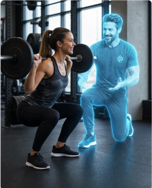 An athlete trains with her holographic AI companion as Smart Coach